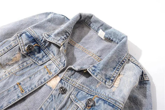 2024 New Autumn Women’s Denim Jacket Long Sleeve Overcoat Loose Three-dimensional Button Pearls Outwear Ripped Jeans Jackets SS69