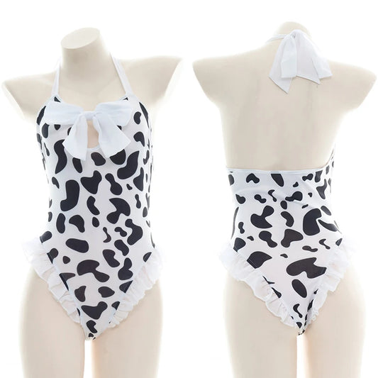 AniLV Cow Series Swimsuit Bodysuit Bikini Maid Unifrom Costume Summer Beach Kawaii Girl Swimwear Skirt Uniform Set Cosplay
