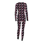Sexy Women Pajamas Onesies Button-down Buttoned Flap Adults Pyjama Autumn Long Sleeve V-neck Jumpsuit Female Bodysuit Sleepwear