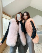Real Mongolia Sheep Fur Vest - Natural Long Fur Gilet