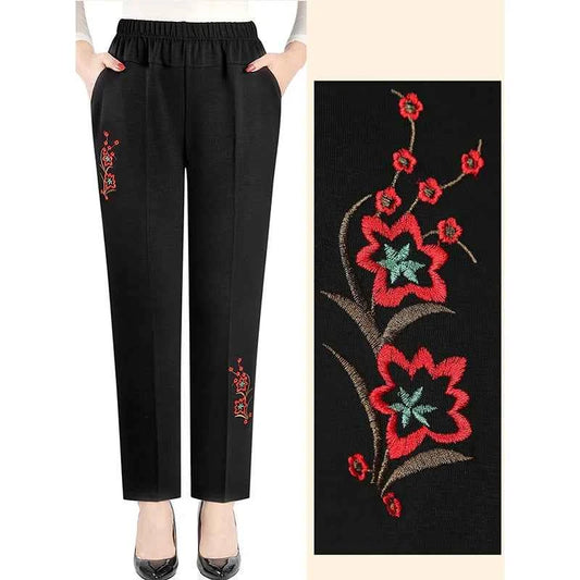 Extra Large Size XL-8XL Middle-aged Women Trousers Autumn New High Waist Elastic Casual Pants Winter Thick Velvet Warm Pants 282