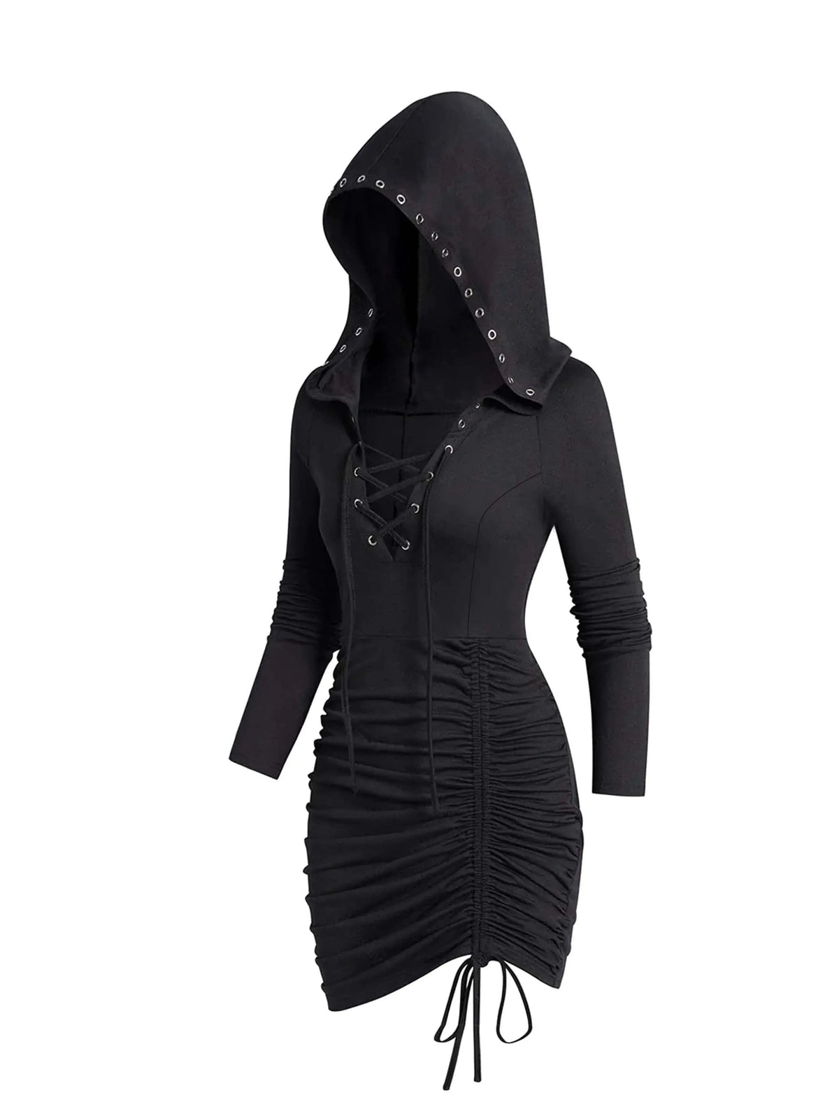 Halloween Drawstring Hoodie, Party Cosplay Long Sleeve Solid Costume, Women's Clothing - SS69