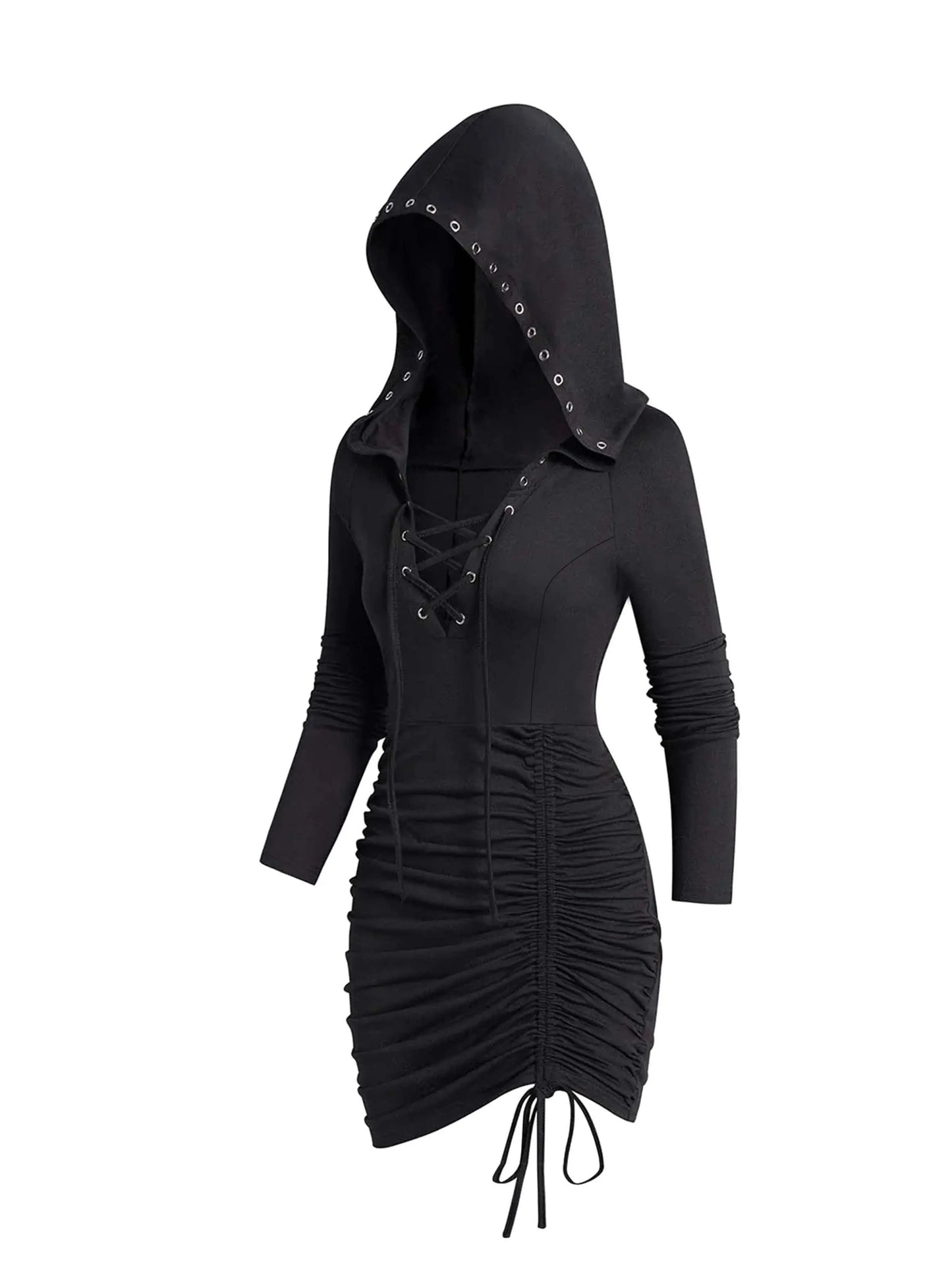 Halloween Drawstring Hoodie, Party Cosplay Long Sleeve Solid Costume, Women's Clothing - SS69
