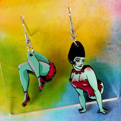 Halloween Green Monster Stump Design Asymmetric Dangle Earrings Retro Cartoon Style Ghost Festival Ear Jewelry SS69