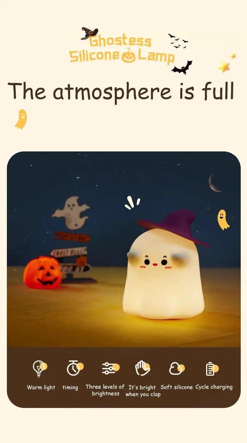Halloween Led Night Light Silicone Table Lamp Mushroom Pumpkin Ghost Cute Cartoon Kid Birthday Gifts Nursery Bedroom Nightlight SS69