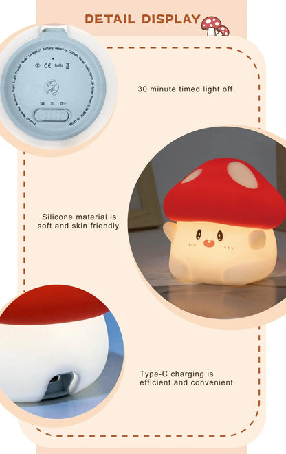 Halloween Led Night Light Silicone Table Lamp Mushroom Pumpkin Ghost Cute Cartoon Kid Birthday Gifts Nursery Bedroom Nightlight SS69