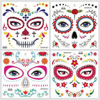 Halloween Temporary Tattoos Sticker Day Of The Dead La Catrina Face Tattoos Skull Waterproof Tattoos Sticker Party Makeup Decals SS69
