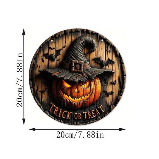 Halloween Wooden Wreath Logo Retro Pumpkin Head Art Decoration, - SS69