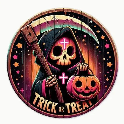 Halloween Wooden Wreath Logo Retro Pumpkin Head Art Decoration, - SS69