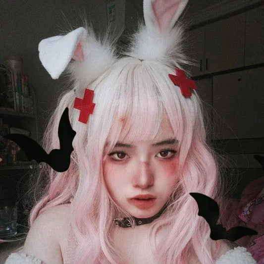 Harajuku Punk Gothic Trendy Diablo Red Cross Hair Clip Medical Creative Cool Lolita Spicy Girls Y2k Accessories Womens pins SS69