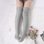 Harajuku Women Girls Wool Stockings Winter Warm Knitted Over Knee Socks Leg Warmer Female Thigh Sexy Long Stockings Leg Warmers SS69