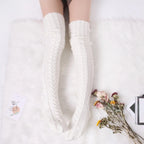 Harajuku Women Girls Wool Stockings Winter Warm Knitted Over Knee Socks Leg Warmer Female Thigh Sexy Long Stockings Leg Warmers SS69