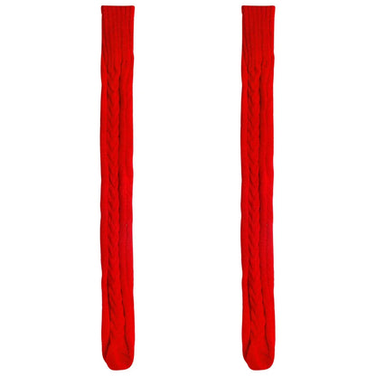 Harajuku Women Girls Wool Stockings Winter Warm Knitted Over Knee Socks Leg Warmer Female Thigh Sexy Long Stockings Leg Warmers SS69