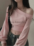 Harajuku Women Irregular Off Shoulder Hoodies Long Sleeve Sexy Crop Tops Y2k Streetwear Pullovers Sweatshirt 2025 Autumn Winter SS69