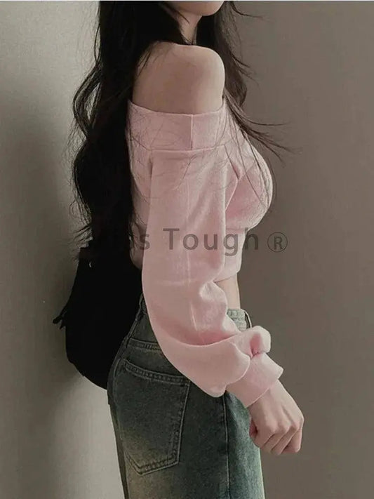 Harajuku Women Irregular Off Shoulder Hoodies Long Sleeve Sexy Crop Tops Y2k Streetwear Pullovers Sweatshirt 2025 Autumn Winter SS69