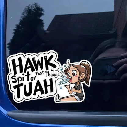 Hawk Tuah Spit Funny Cartoon Vinyl Sticker, Hilarious Self-Adhesive High Gloss Decal For Car Front, Laptop, Window, And More - Anime TV Show Themed - SS69