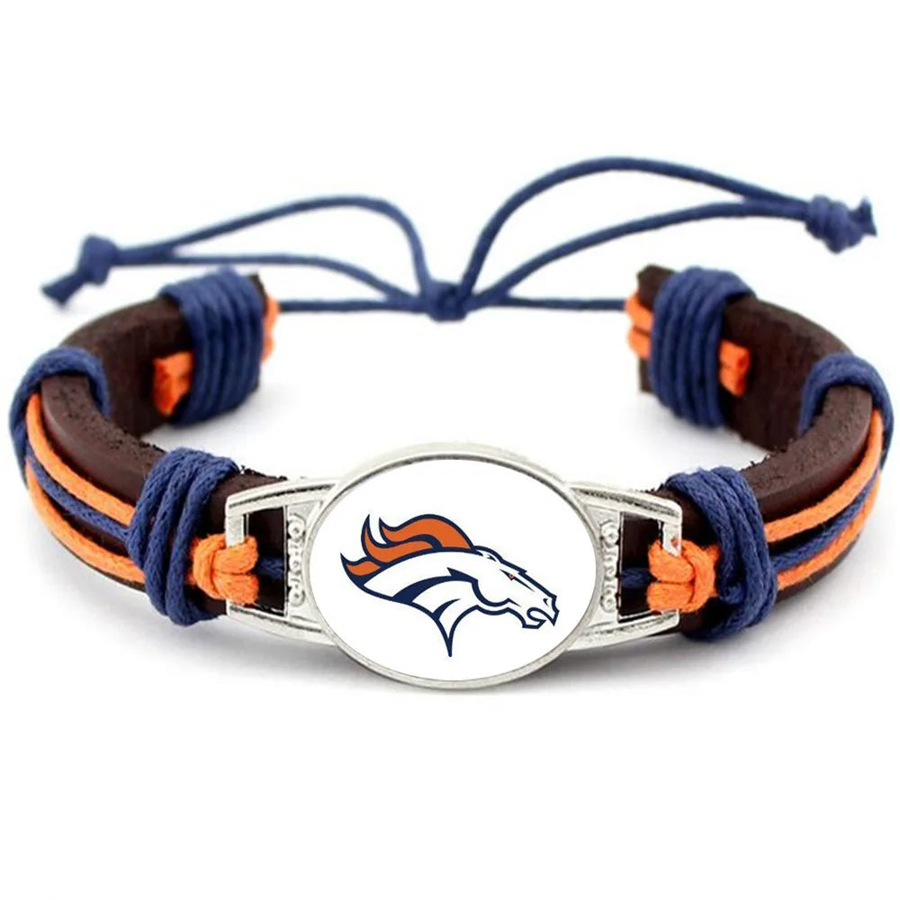 NFL Leather Charm Bracelet with Vintage Butterfly & Pearl Accents