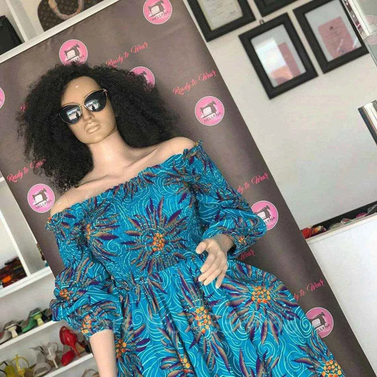 African National Print Party Dress Women Casual Sexy Slash-neck Lady Maxi Dress New Vintage Long-sleeved Loose Elegant Dresses