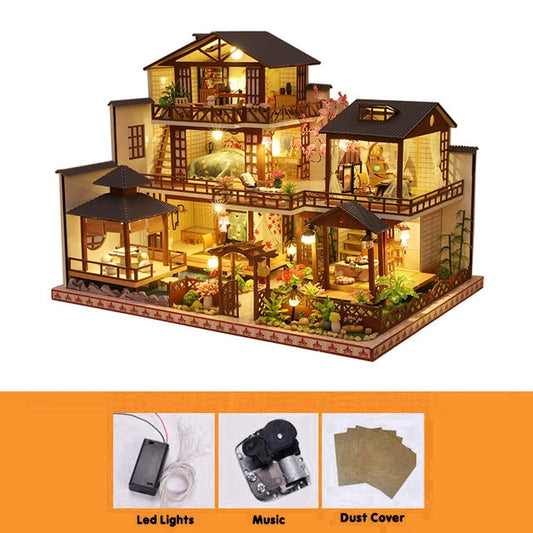 Doll House Wooden Furniture Diy Dollhouse Miniature Puzzle Assemble Miniatures Dollhouse Kits Educational Toys For Children Gift SS69 299.69 With Dust Cover