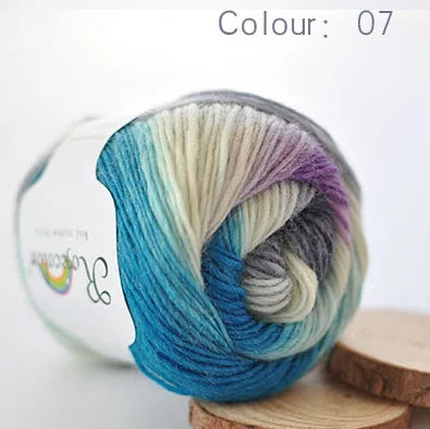 100% Wool Yarn Rainbow Color for Hand Knitting Crochet Plush Thickness Lanas Thread DIY Soft Scarf Shawl Sweater Free Shipping