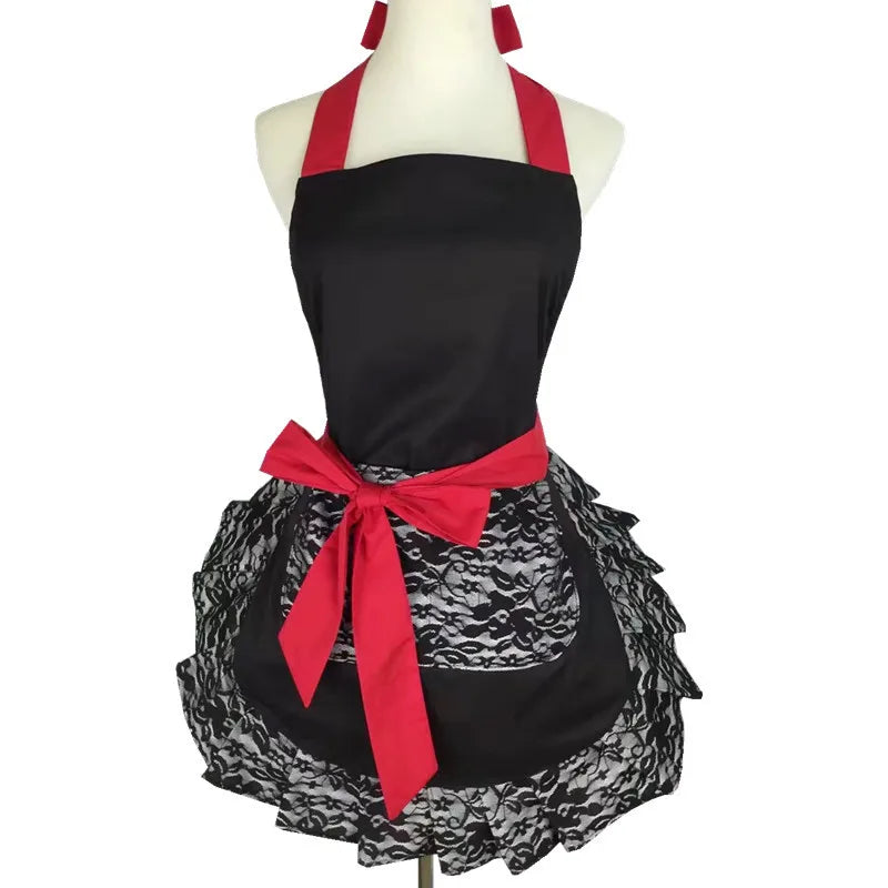 SS69 Cotton Princess Apron for Women, Oilproof Kitchen Cooking Waist Apron