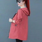 2022 New Spring Autumn Women Jacket Streetwear Hooded Coat Zippers Jackets Windbreakers Female Causal Outerwear 4XL SS69