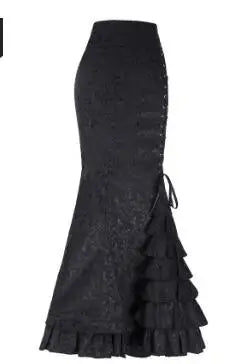 1pcs/lot Women Skirt vintage  Style Retro Mermaid Skirt Vintage Long Ruffle Slim Fishtail Skirt lace-up long print skirt - SS69