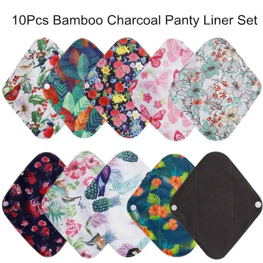 10pcs Reusable Waterproof Bamboo Fiber Pads Menstrual Cloth Sanitary Pads Feminine Maternity Hygiene Panty Liner