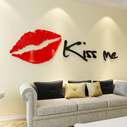 Kiss me Lips Acrylic Wall Stickers for Living Room, Bedroom, DIY Wall Stickers, Home Decor, Fashion Art, Ceramic Tile Stickers SS69