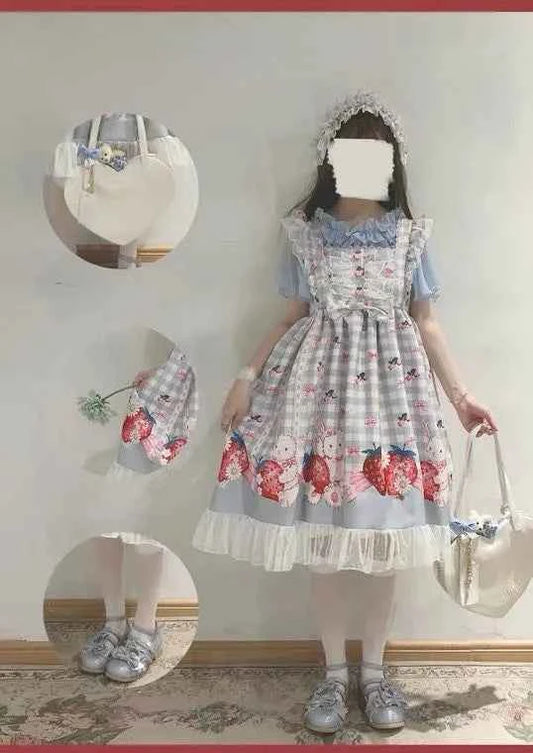 KOSAHIKI Japanese Lolita Dress Girls Strawberry Bunny Jsk Dresses Women Harajuku Sleeveless Cute  2026 Cosplay Vestido
