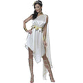 Lady Carnival Halloween Ancient Greek Goddess Athena Costume Asymmetrical Egyptian Robe Cosplay Fancy Party Dress