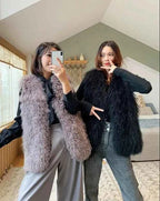 New Real Sheep Fur Vest 100% Natural Mongolia Fur Gilet Pure Long Fur Genuine Fur Oversize Vest ksr801