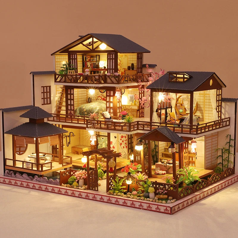 Doll House Wooden Furniture Diy Dollhouse Miniature Puzzle Assemble Miniatures Dollhouse Kits Educational Toys For Children Gift SS69