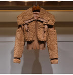 Lautaro Winter Warm Thick Patchwork Faux Fur Coat Women Long Sleeve Zipper Turndown Collar Stylish Fluffy Jacket Fashion 2021