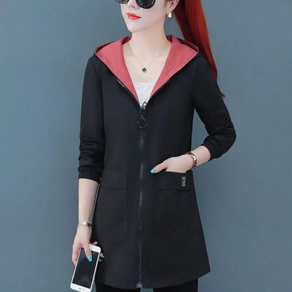2022 New Spring Autumn Women Jacket Streetwear Hooded Coat Zippers Jackets Windbreakers Female Causal Outerwear 4XL SS69 20.69 black / 4XL