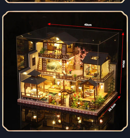 Doll House Wooden Furniture Diy Dollhouse Miniature Puzzle Assemble Miniatures Dollhouse Kits Educational Toys For Children Gift SS69