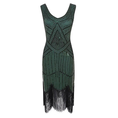 Plus Size XS-4XL Women's 1920s Vintage Sequin Full Fringed Deco Inspired Flapper Dress Roaring 20s Great Gatsby Dress Vestidos SS69