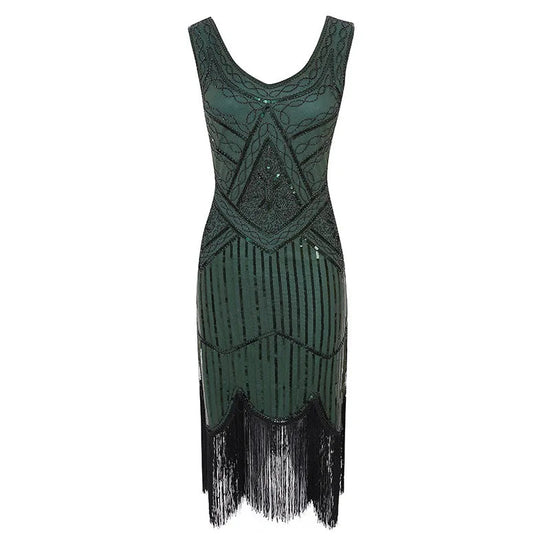 Plus Size XS-4XL Women's 1920s Vintage Sequin Full Fringed Deco Inspired Flapper Dress Roaring 20s Great Gatsby Dress Vestidos SS69