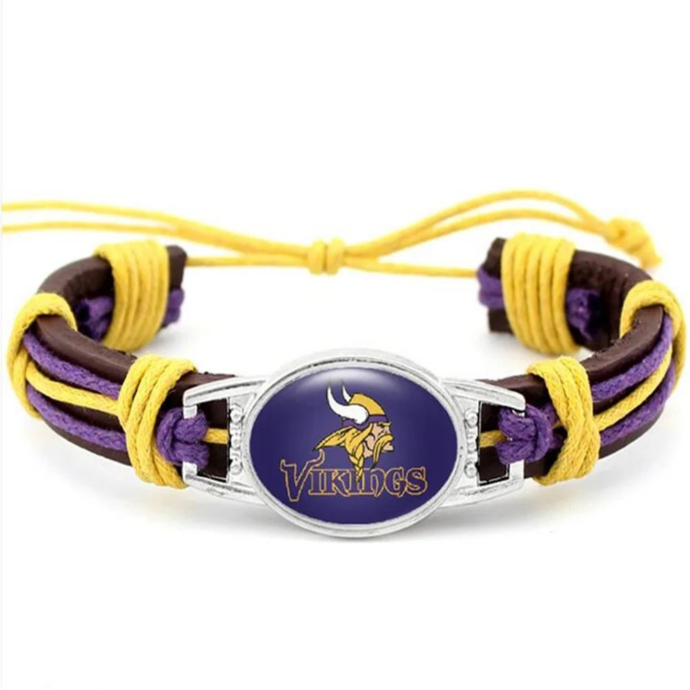 NFL Leather Charm Bracelet with Vintage Butterfly & Pearl Accents
