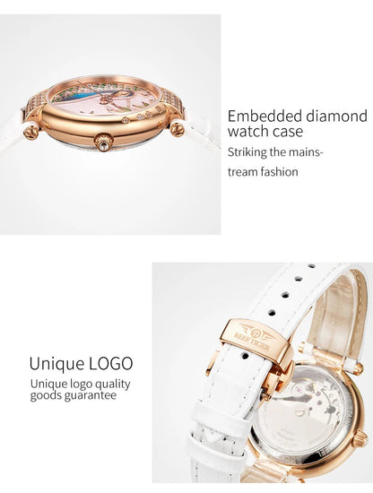 2020 New Reef Tiger/RT Top Brand Elegant Automatic Womens Watch Date Rose Gold Bracelet Watches RGA1587 SS69
