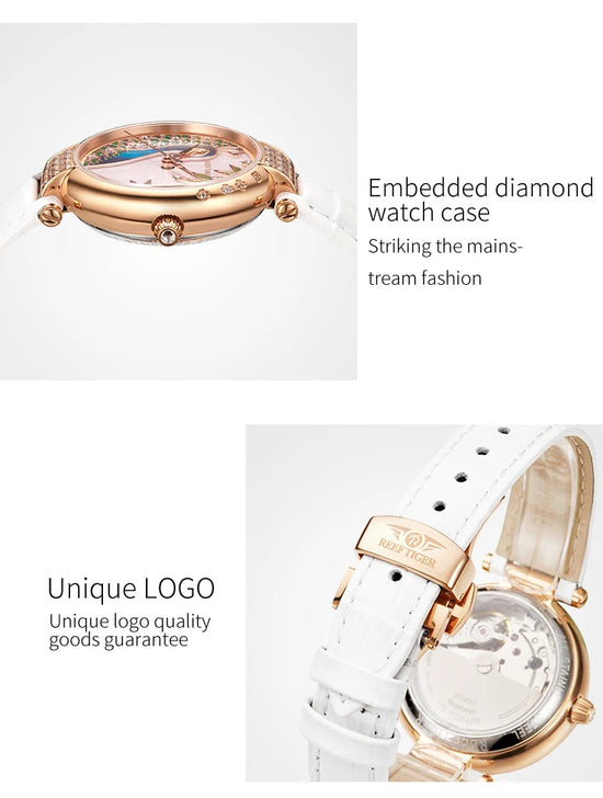 2020 New Reef Tiger/RT Top Brand Elegant Automatic Womens Watch Date Rose Gold Bracelet Watches RGA1587 SS69