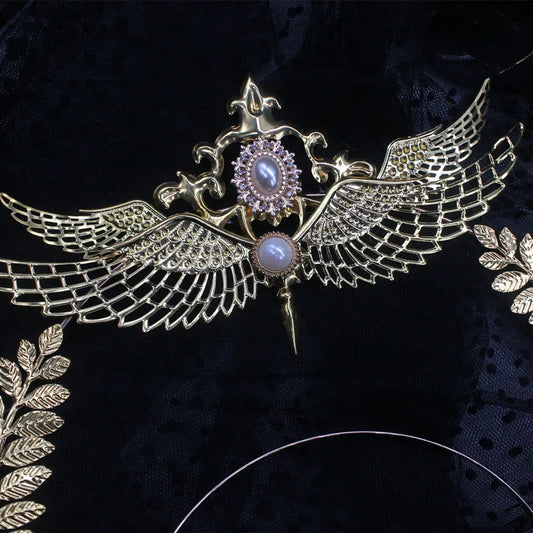 Angel Virgin Mary Baroque Gold Halo Goddess Headpiece Lolita Vintage KC Headband Tiara Headwear Accessories
