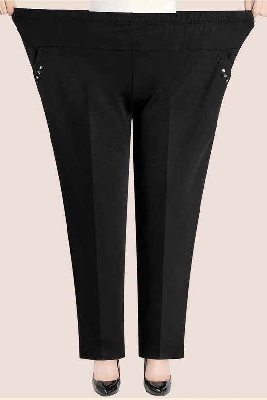 Extra Large Size XL-8XL Middle-aged Women Trousers Autumn New High Waist Elastic Casual Pants Winter Thick Velvet Warm Pants 282
