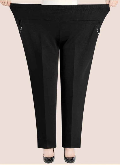 Extra Large Size XL-8XL Middle-aged Women Trousers Autumn New High Waist Elastic Casual Pants Winter Thick Velvet Warm Pants 282