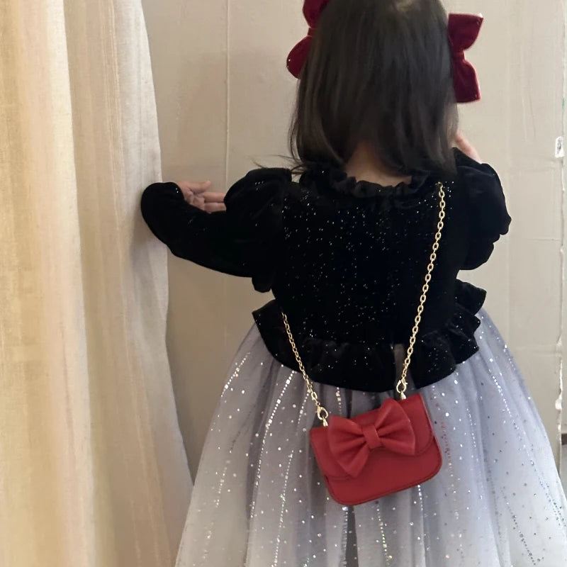 New Style Mini Fashion Messenger Bag for Girls Children's PU Shoulder Bag with Zipper Closure Solid Color Coin Purse