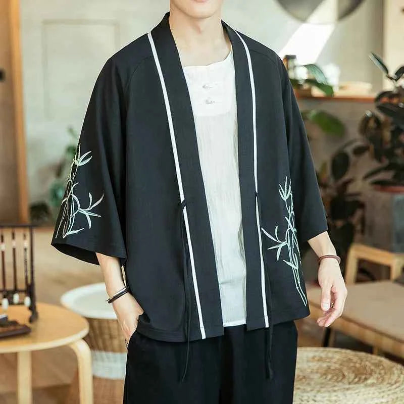 Japanese Kimono Traditional Yukata Kimono Cardigan Men Beach Thin Asian Clothes Japan Kimonos Male Fashion Casual Cardigan Shirt