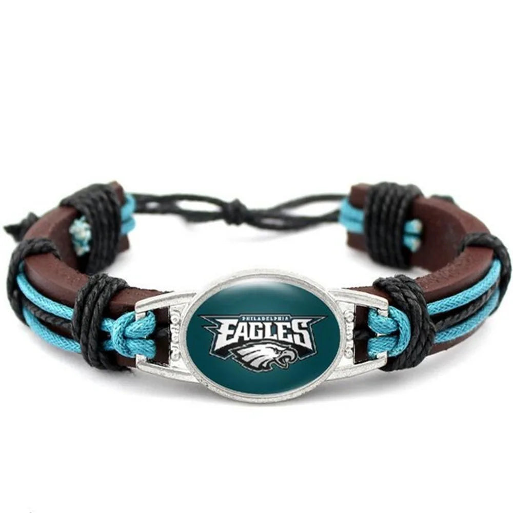 NFL Leather Charm Bracelet with Vintage Butterfly & Pearl Accents