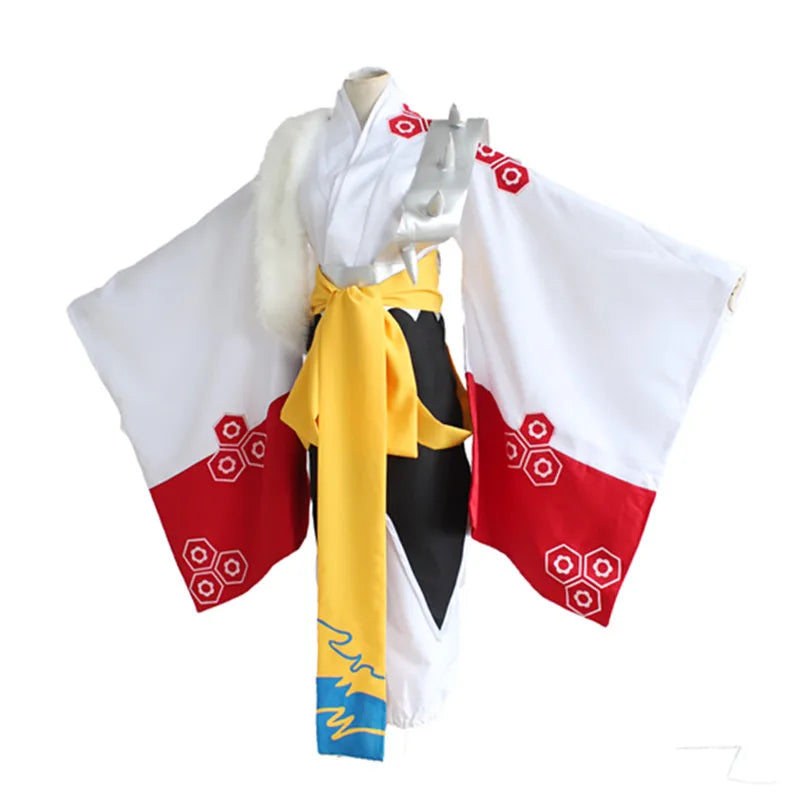 Anime Inuyasha Cosplay Costumes Red Japanese Kimono Higurashi Kagome Kikyo Sesshoumaru for Halloween Party Wigs Free wigcap