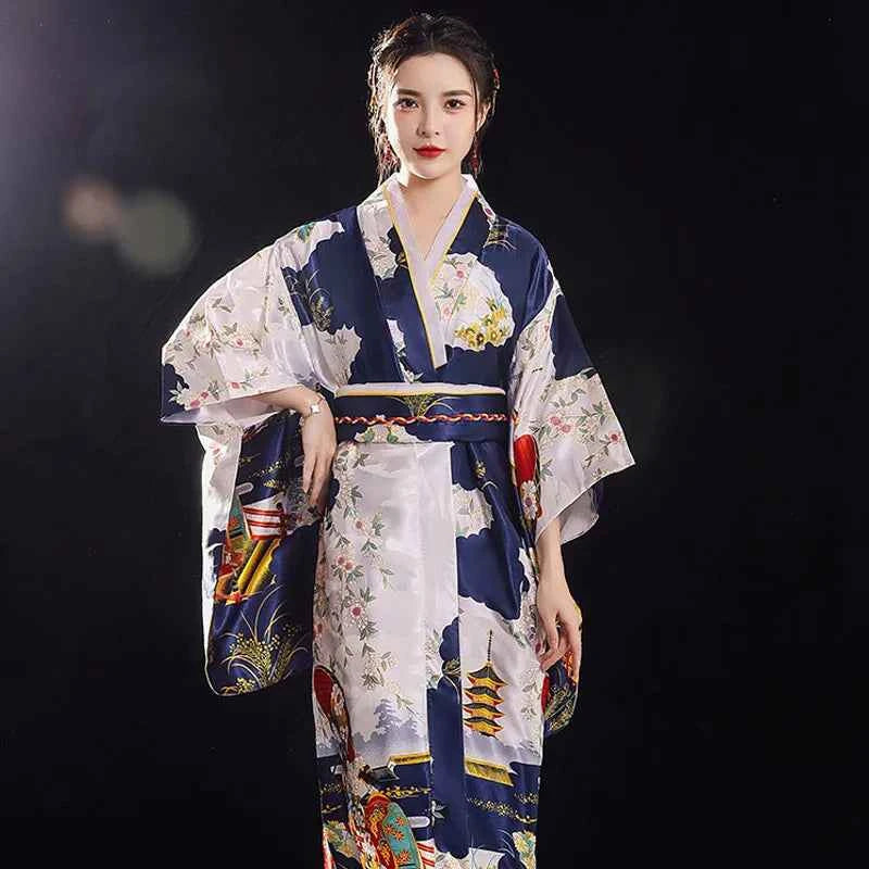 Burgundy Traditional Japanese Yukata Kimono Dress for Women Haori Floral  Cosplay Costumes Asian Long Robes Pajamas Clothing