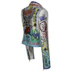 4XL fashion graffiti beading Women pu Leather Jacket Punk Style Motorcyle embrodiery leather Jackets Coats Streetwear F803 SS69